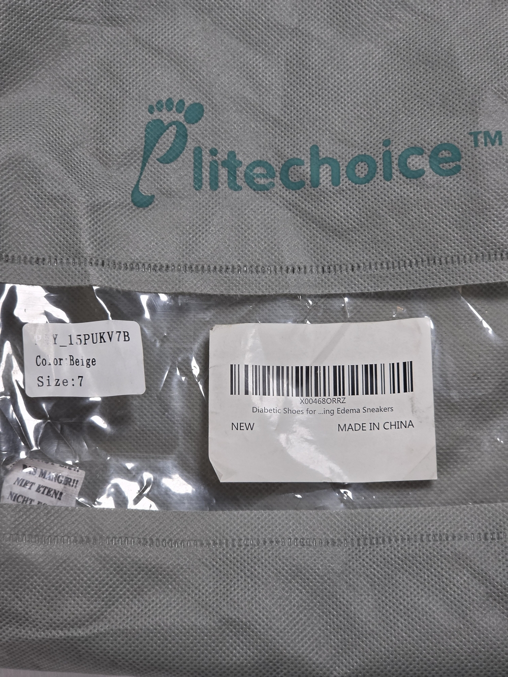 Plitechoice Beige Diabetic Womens 7W Shoes - Adjustable Mary Jane Style - Picture 10 of 12